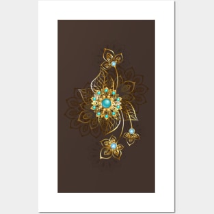 Jewelry with Turquoise on a Dark Background Posters and Art